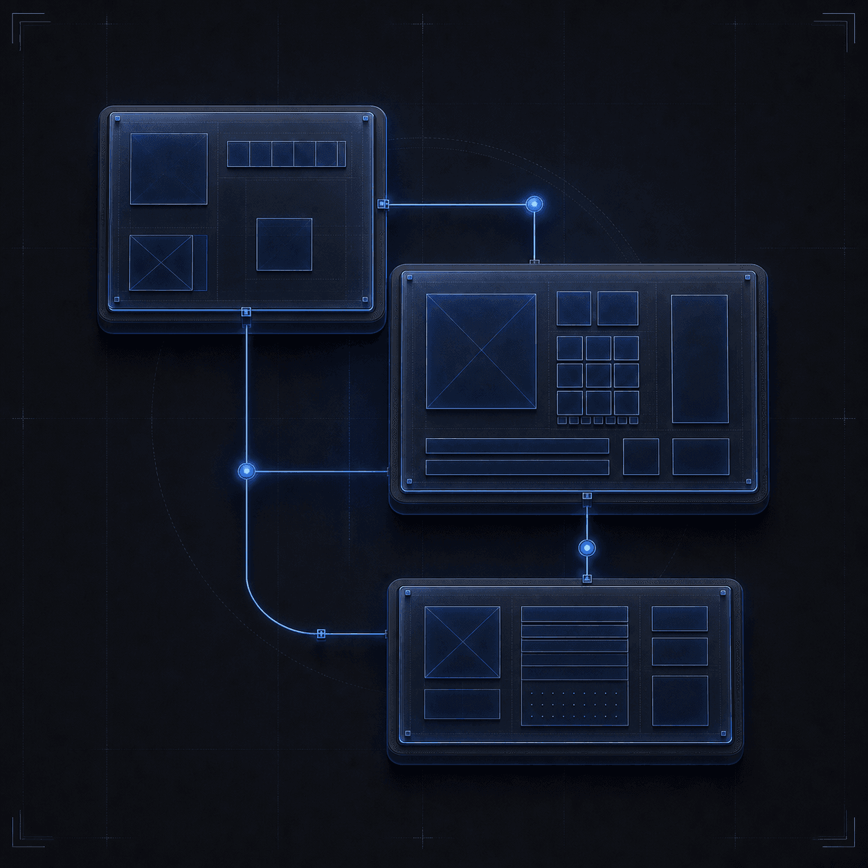Blueprint-style diagram of a layered operational platform